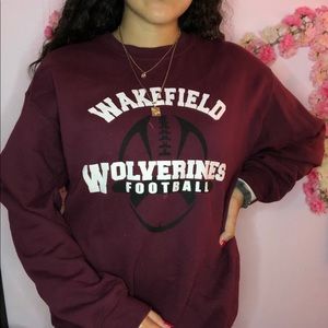 Burgundy M Wakefield Wolverine Football Pullover